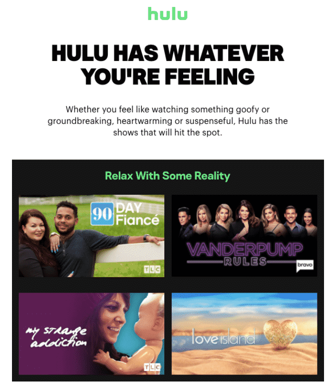 Hulu email subject line