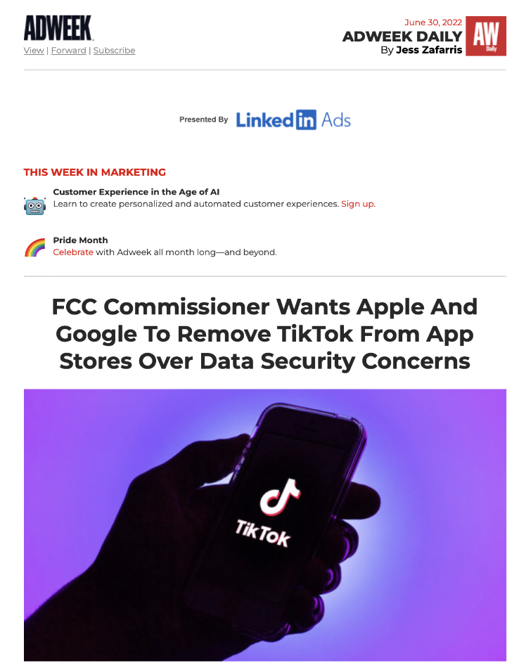 Sponsored email content example